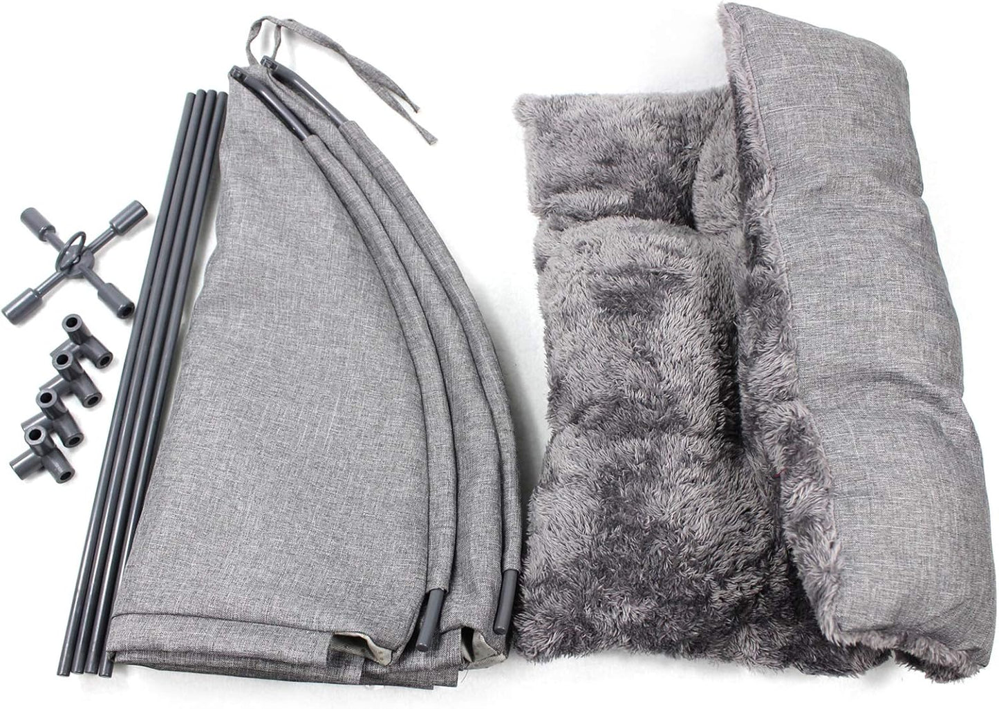 Cat Bed Cave for Indoor Cats, Small Pet Tent Cave for Cats, Kittens, and Small Dogs, Warming Cat House with Removable Washable Cushion (18.5'‘ X 18.5’' X 15.8'', Grey)