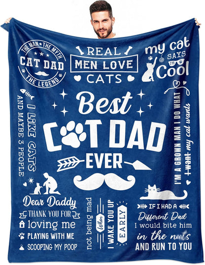 Cat Dad Gifts for Men Blanket 60" X 50", Best Fathers Day Dad Gifts from Cat, Father'S Day/Birthday Gift for Cats Lover/Daddy/Dads