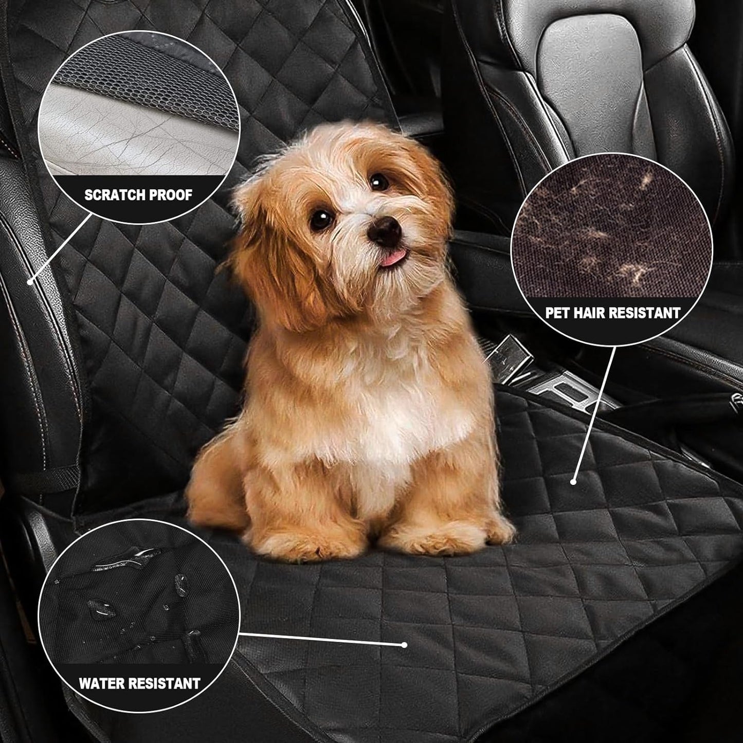 Dog Car Seat Cover for Cars Suvs Trucks, Thicked 600D Oxford Heavy Duty Waterproof Front Car Seat Covers for Dogs Durable Nonslip Padded Pet Car Seat Protector with Side Flaps, 2 Pack