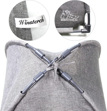 Cat Bed Cave for Indoor Cats, Small Pet Tent Cave for Cats, Kittens, and Small Dogs, Warming Cat House with Removable Washable Cushion (18.5'‘ X 18.5’' X 15.8'', Grey)