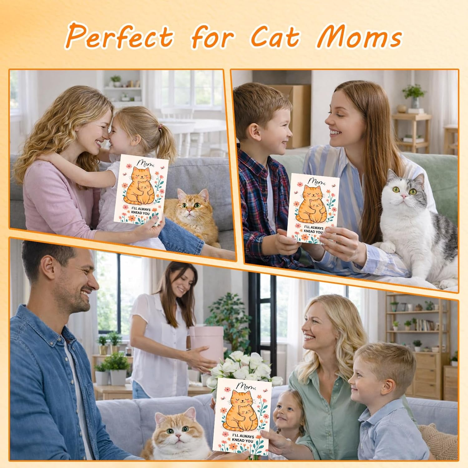 Mother'S Day Card for Cat Mom - 5.5"X8" Mother'S Day Card Gifts from Cat Kitten Funny Mother'S Day Card with Envelopes Thank You Birthday Cards for Cat Mom from Daughter Son