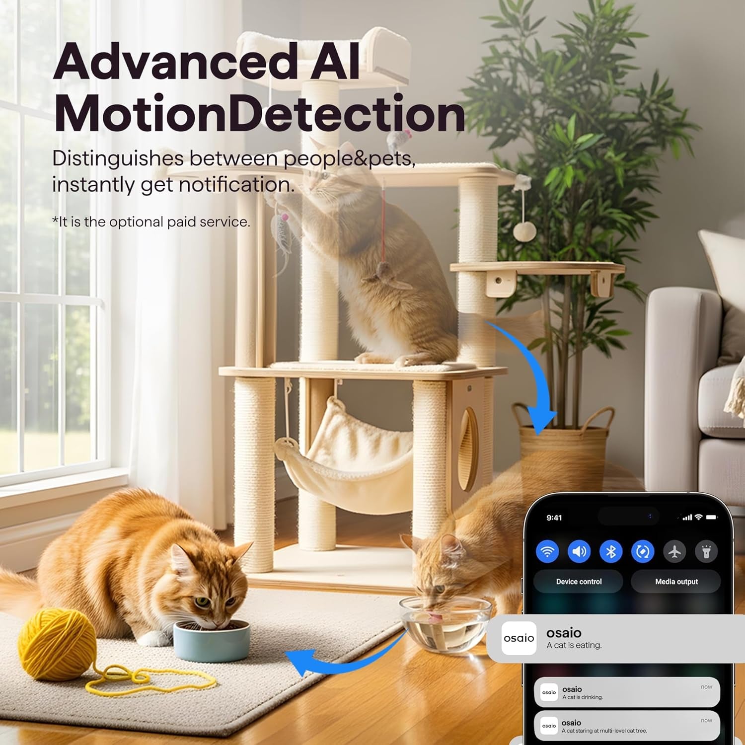 2K Wireless Cameras for Home Security Camera, Pet Camera Indoor with Phone App, Night Vision, Motion Alert, 24/7 Sd&Cloud Record, Two-Way Audio, Security Camera Indoor Works with Alexa&Google