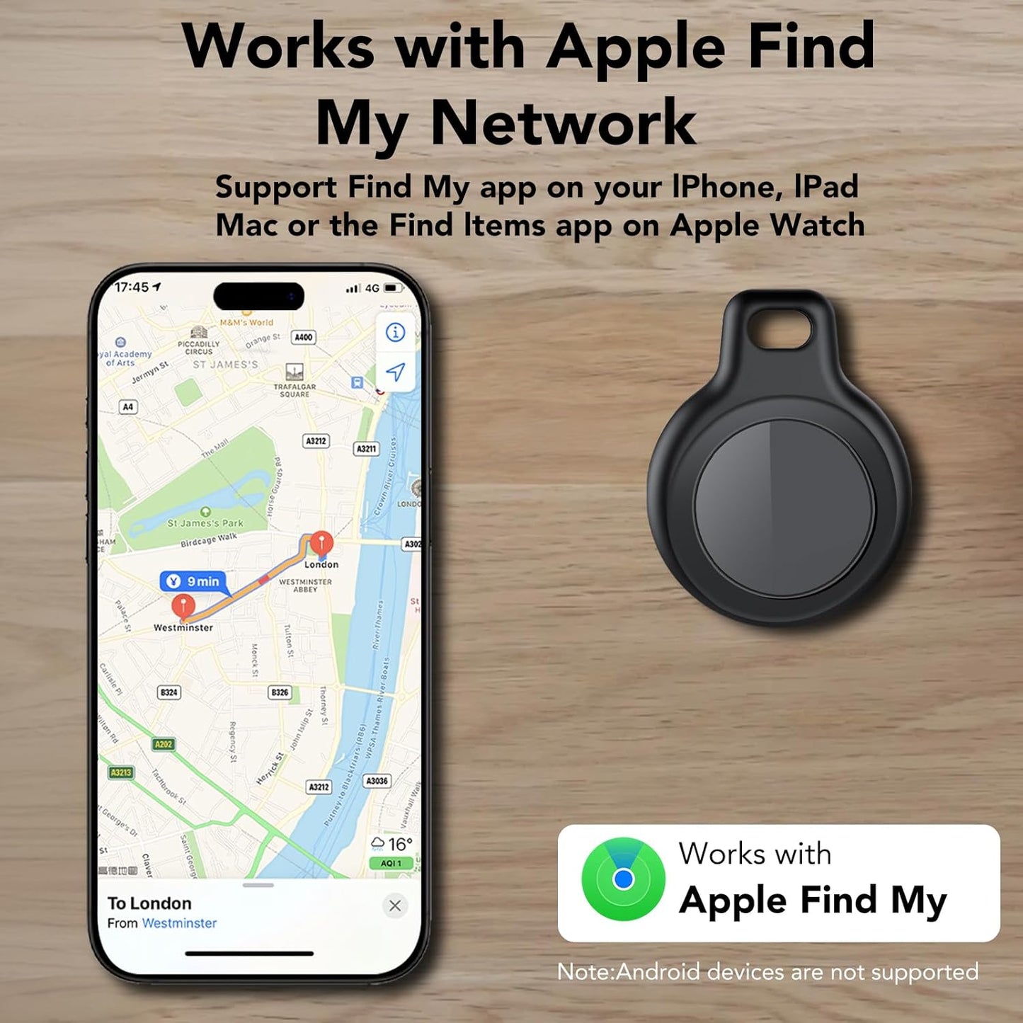 Air Tracker 4 Pack, Smart Bluetooth Tracker for Apple Find My (Ios Only), IP67 Waterproof Tracker with Keychain, Item Finder and GPS Finder for Keys, Luggage, Wallet, Etc, Replaceable Battery