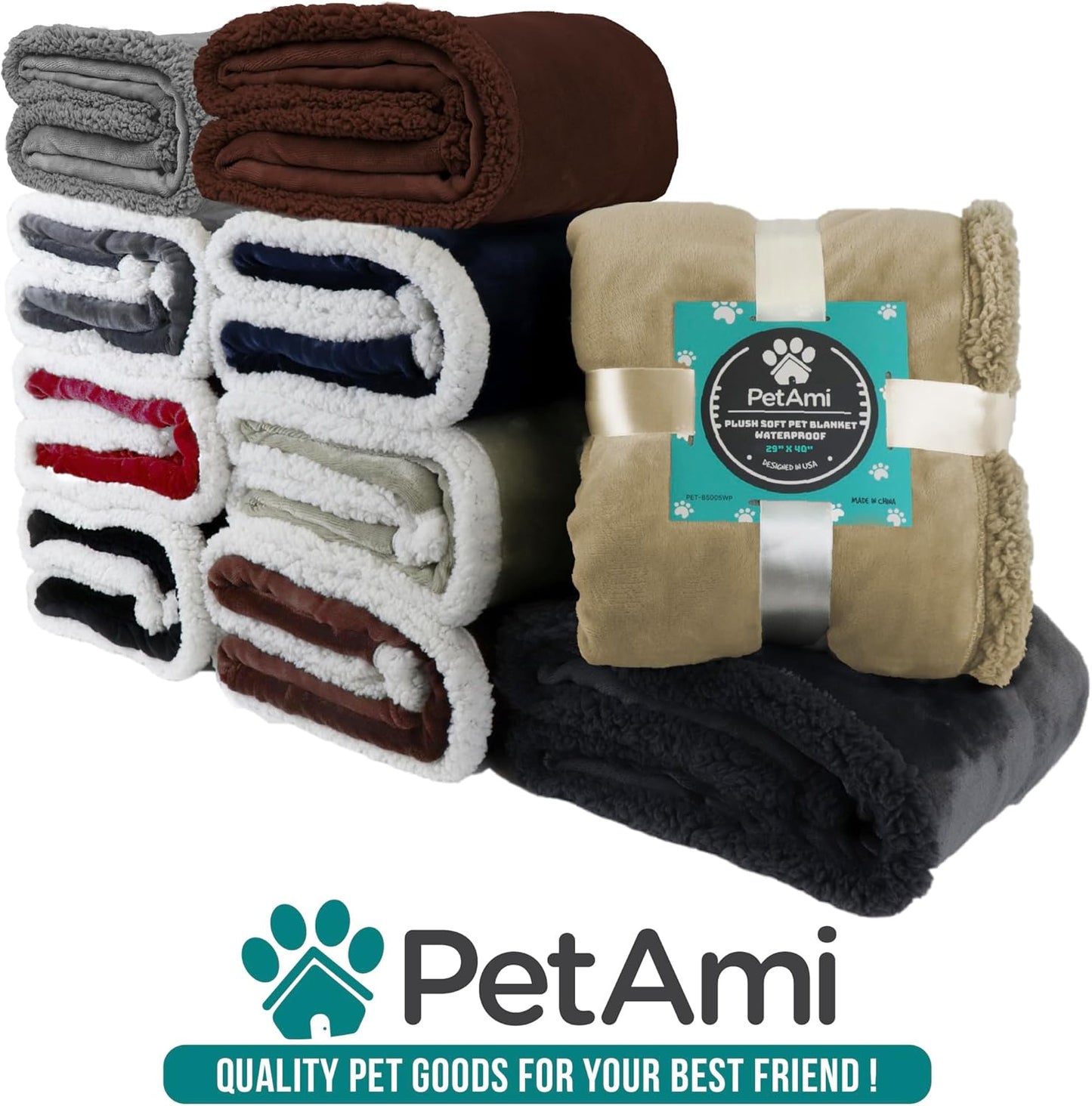 Dog Blanket for Medium Large Dogs and Pets, Soft Sherpa Fleece Pet Blanket Throw for Cats Puppies, Reversible Plush Couch Cover Protector for Sofa Bed Car Seat, Machine Washable, 80X60, Taupe
