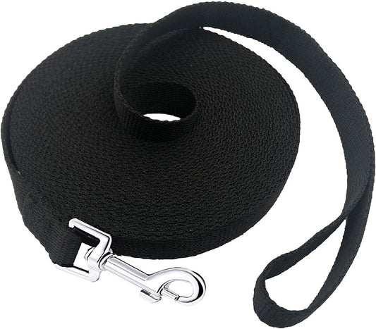15Ft 20Ft 30Ft 40Ft 50Ft Long Dog/Puppy Lead Obedience Recall Training Dog Leashes for Small Medium Dogs Camping, Training, Play, or Backyard (50 FT, Black)