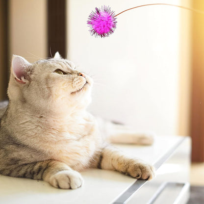 80 Pieces Cat Sparkle Balls Assorted Color 1 Inch Pom Poms Tinsel Cat Ball Toy Puff Balls Glitter Ball for Cats Kitten Toys for Indoor Cats and Crafts