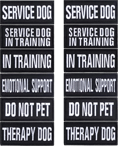 12 Pieces Removable Tactical Dog Harness Service Dog Vest Patches Do Not Pet in Training and Emotional Support Dog Vest Patches(3.6 X 1.6Inch)