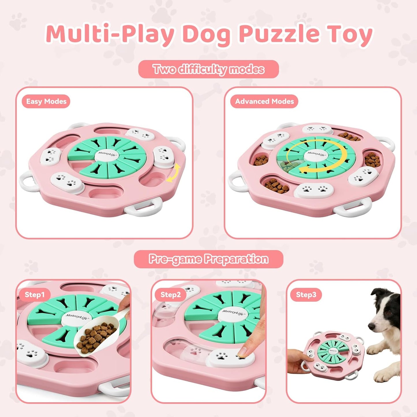 Dog Puzzle Toy, Interactive Dog Toys to Keep Them Busy, Enrichment Toys for Dogs, Treat Dispensing Dogs Toy with Slow Feeder for Smart Breeds, IQ Training & Brain Stimulation, 2 Levels