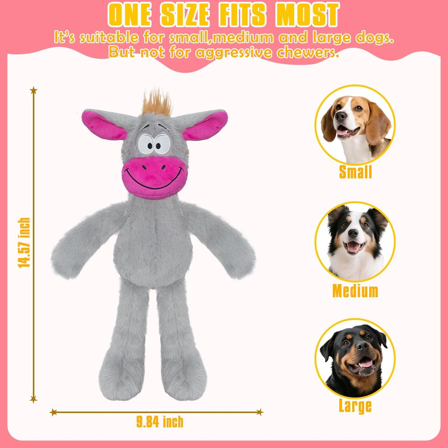 Squeak Dog Toys,Plush Chew Toys for Large Dogs, Crinkle Stuffed Animal Tail,Hands,Ears,Squeaky Interactive Toys for Small Medium Dogs,Keep Them Busy,Not for Aggressive Chew Dogs