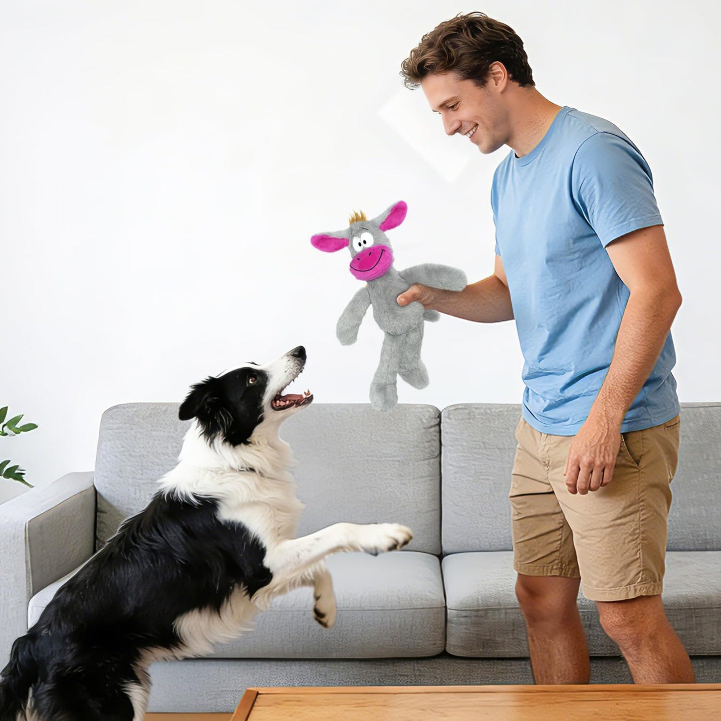 Squeak Dog Toys,Plush Chew Toys for Large Dogs, Crinkle Stuffed Animal Tail,Hands,Ears,Squeaky Interactive Toys for Small Medium Dogs,Keep Them Busy,Not for Aggressive Chew Dogs