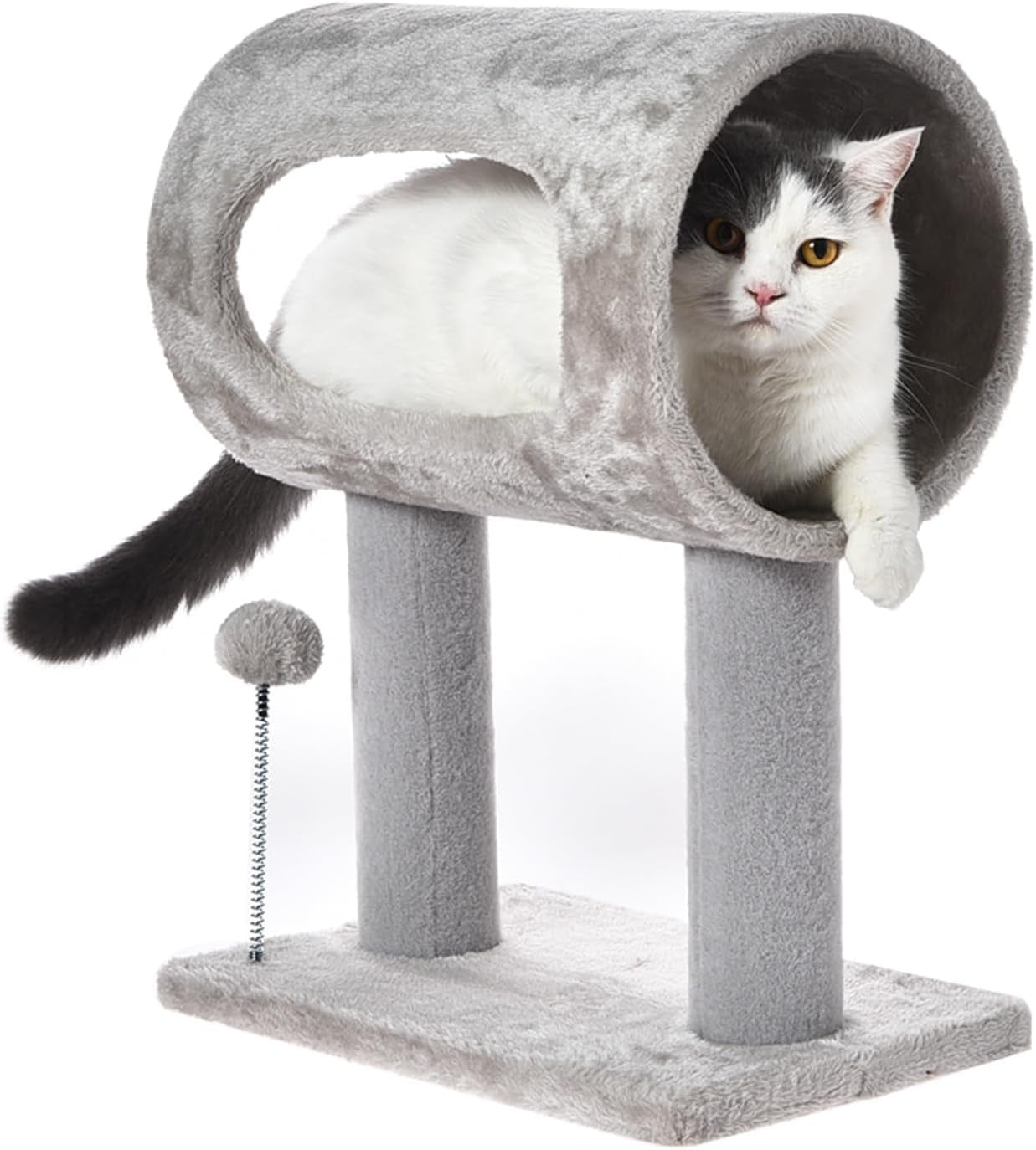Scratching Post 20.5" Cat Tree with Tunnel Carpet Cat Tower Kitten Tree Cat Tree with Hanging Ball for Indoor Cat, Grey