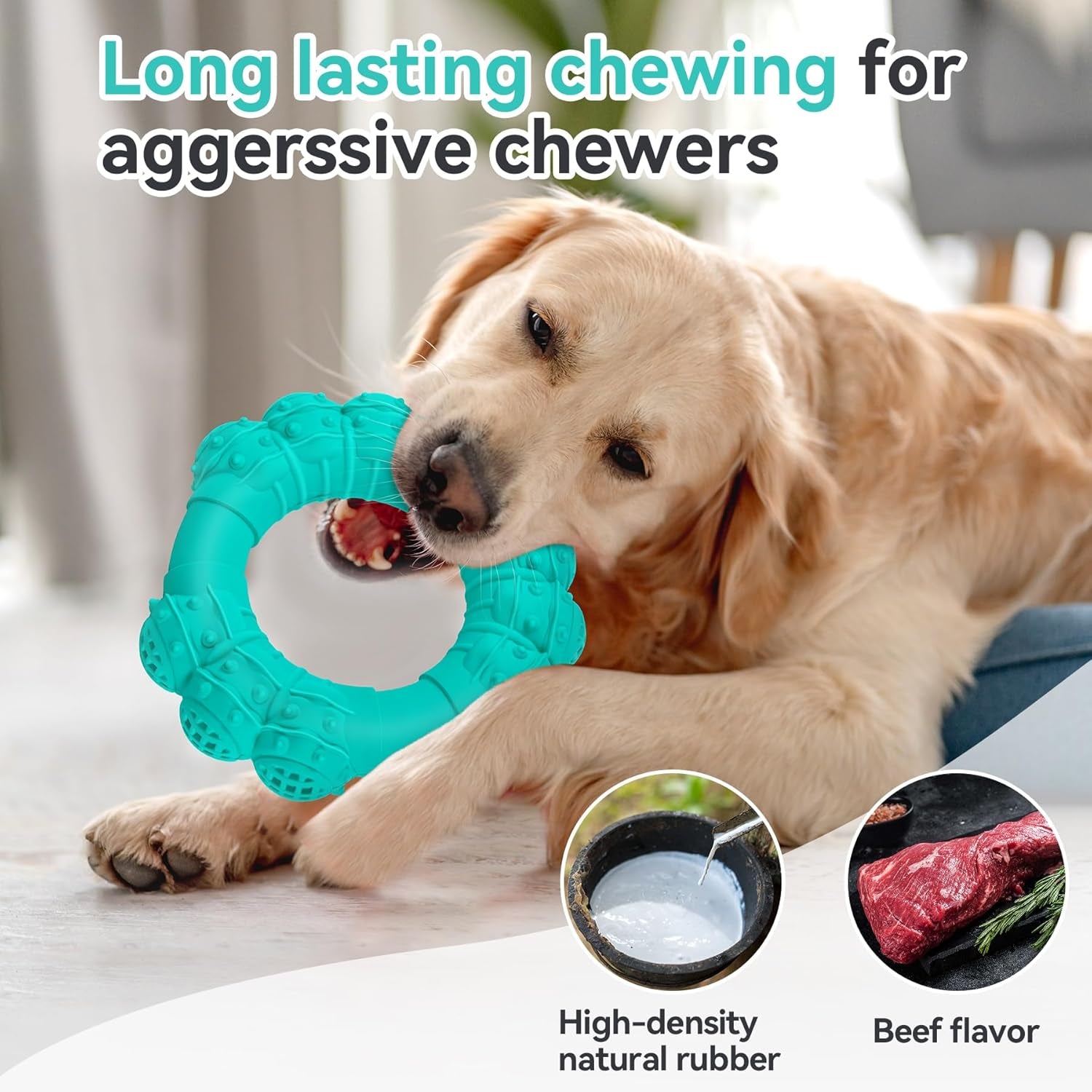 Indestructible Dog Chews - Super Duty Chew Toys for Aggressive Dogs, Puppy Teething Relief & Interactive Play
