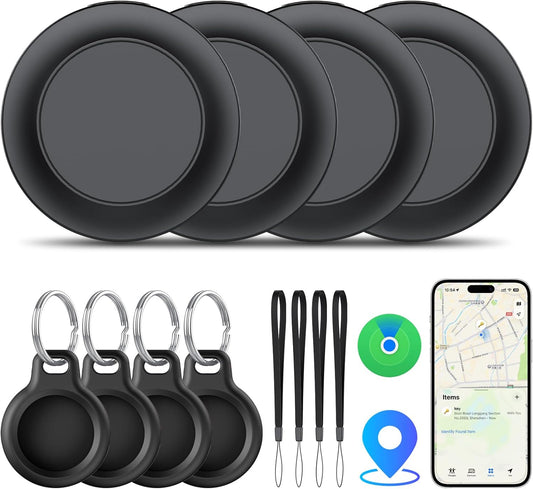 Air Tracker 4 Pack, Smart Bluetooth Tracker for Apple Find My (Ios Only), IP67 Waterproof Tracker with Keychain, Item Finder and GPS Finder for Keys, Luggage, Wallet, Etc, Replaceable Battery