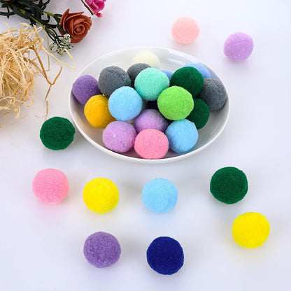 Large Cat Toy Balls, Soft Cat Balls 1Inch Kitten Pom Poms Ball Cat Play Toy (30 Pcs)