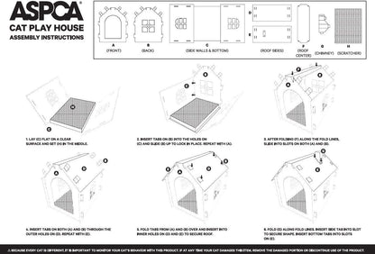 Cardboard Cat House Hideaway Playhouse with Cat Scratcher Scratching Pad 19" L X 13" W X 17" H