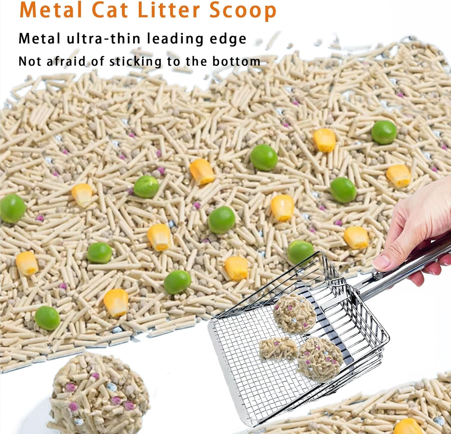 Cat Litter Scoop - Metal Cat Litter Scoop with Holder &Adjustable Sliding Baffle to Switch Size Hole&Speed Sifter - Pooper Scooper for Cats, Efficient Metal Cat Litter Scooper for Cat & Dog Litter Box