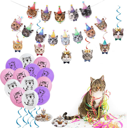 137PCS Cat Birthday Party Supplies Serves 20 Guests Kitten Birthday Party Decorations Plates Banner Napkins Balloons Tablecloth Cake Toppers for Cats Themed Birthday Parties Supplies
