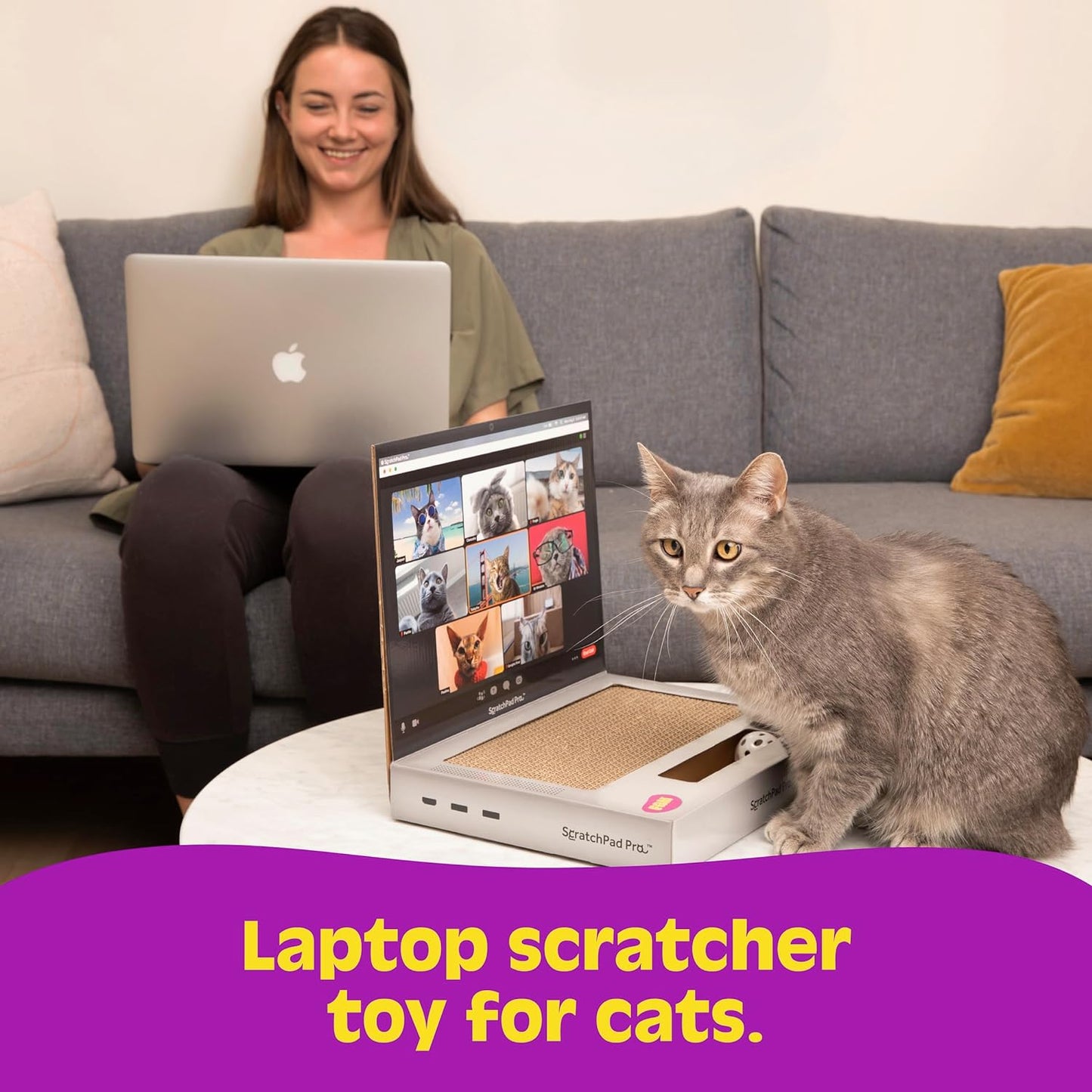 Scratchpad Pro — Cardboard Laptop Cat Scratcher, Interactive Cat Toys for Indoor Cats, Kitten Supplies and Cat Stuff by Relatable