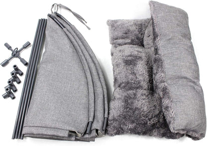 Cat Bed Cave for Indoor Cats, Small Pet Tent Cave for Cats, Kittens, and Small Dogs, Warming Cat House with Removable Washable Cushion (18.5'‘ X 18.5’' X 15.8'', Grey)