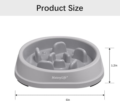 Small Slow Feeder Cat Bowls 2PCS, Anti-Choking Puzzle Cat Food Bowls, Anti-Slip Interactive Dog Feeding Slow down Eating, Bloat Stop Maze Dishes Dog Feeder for Small Breeds 1 Cup Gray&Black