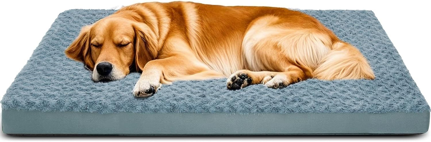 Orthopedic Dog Beds for Crate with Removable Washable Cover Egg-Crate Foam Pet Pad Mat with Anti-Slip Bottom,Waterproof Dog Beds Large Sized，47X30 Inch