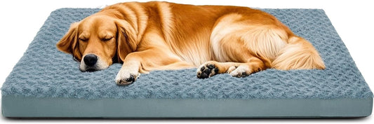 Orthopedic Dog Beds for Crate with Removable Washable Cover Egg-Crate Foam Pet Pad Mat with Anti-Slip Bottom,Waterproof Dog Beds Large Sized，47X30 Inch