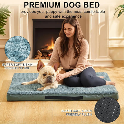 Orthopedic Dog Beds for Crate with Removable Washable Cover Egg-Crate Foam Pet Pad Mat with Anti-Slip Bottom,Waterproof Dog Beds Large Sized，47X30 Inch