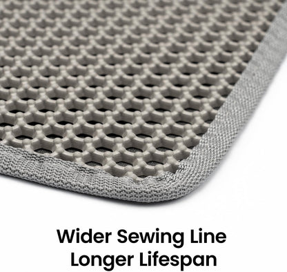 Cat Litter Mat-Litter Box Mat for Kitty, EVA Honeycomb Double Layer Design, Urine & Waterproof Scatter Control, Less Waste, Easier to Clean,Non Slip, Gray