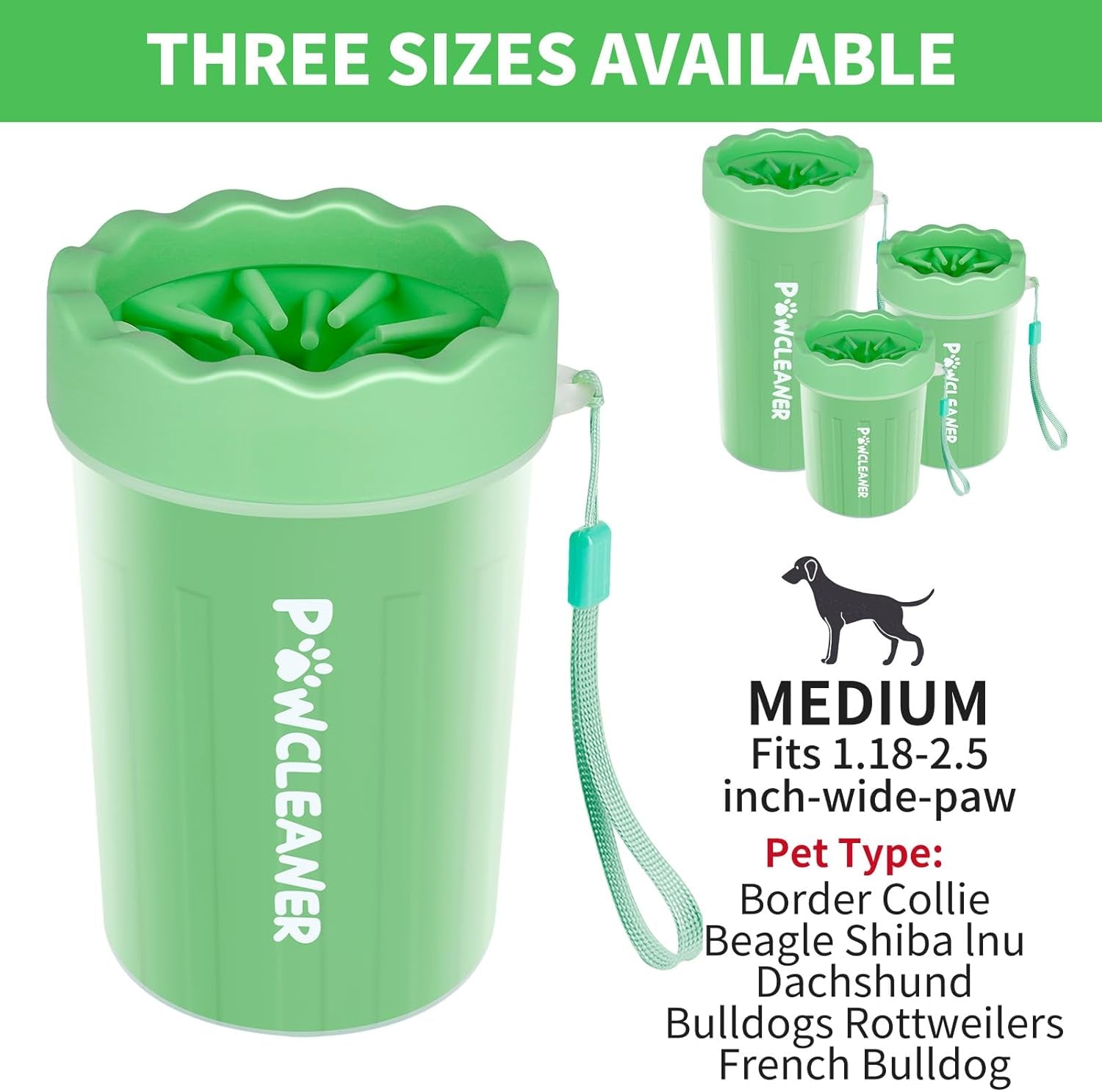 Dog Paw Cleaner for Dogs, (With 3Pcs Absorbent Towels & Adjustable Bath Brush) Dog Paw Washer, Pet Foot Cleaner (Light Green, Medium)