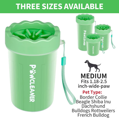 Dog Paw Cleaner for Dogs, (With 3Pcs Absorbent Towels & Adjustable Bath Brush) Dog Paw Washer, Pet Foot Cleaner (Light Green, Medium)