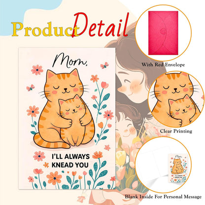 Mother'S Day Card for Cat Mom - 5.5"X8" Mother'S Day Card Gifts from Cat Kitten Funny Mother'S Day Card with Envelopes Thank You Birthday Cards for Cat Mom from Daughter Son