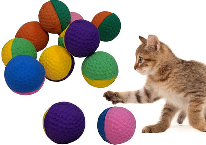 12 Pack Pet Ball Foam Sponge Cat Toy Soft Bouncy Noise Free (12Pcs Pet Foam Sponge)