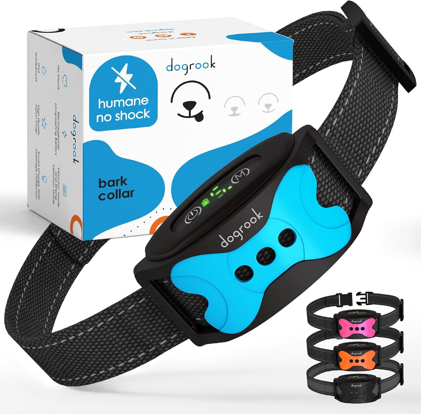 Dog Bark Collar | Smart Collar for Dog Training | No Shock | Beep & Vibration | Rechargeable | No Bark Collar for Dogs | anti Bark Collar for Large Dog, Medium Dog, Small Dog | 12-110 Lbs