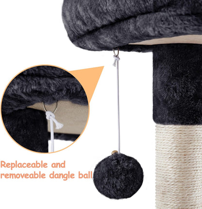 34In Cat Tree Cat Tower Scratching Posts Modern Bed Cat Furniture for Indoor Cats and Kittens as Pet House Activity Center with Warm Condo, Fluffy Nest, Large Platform, Comfy Basket