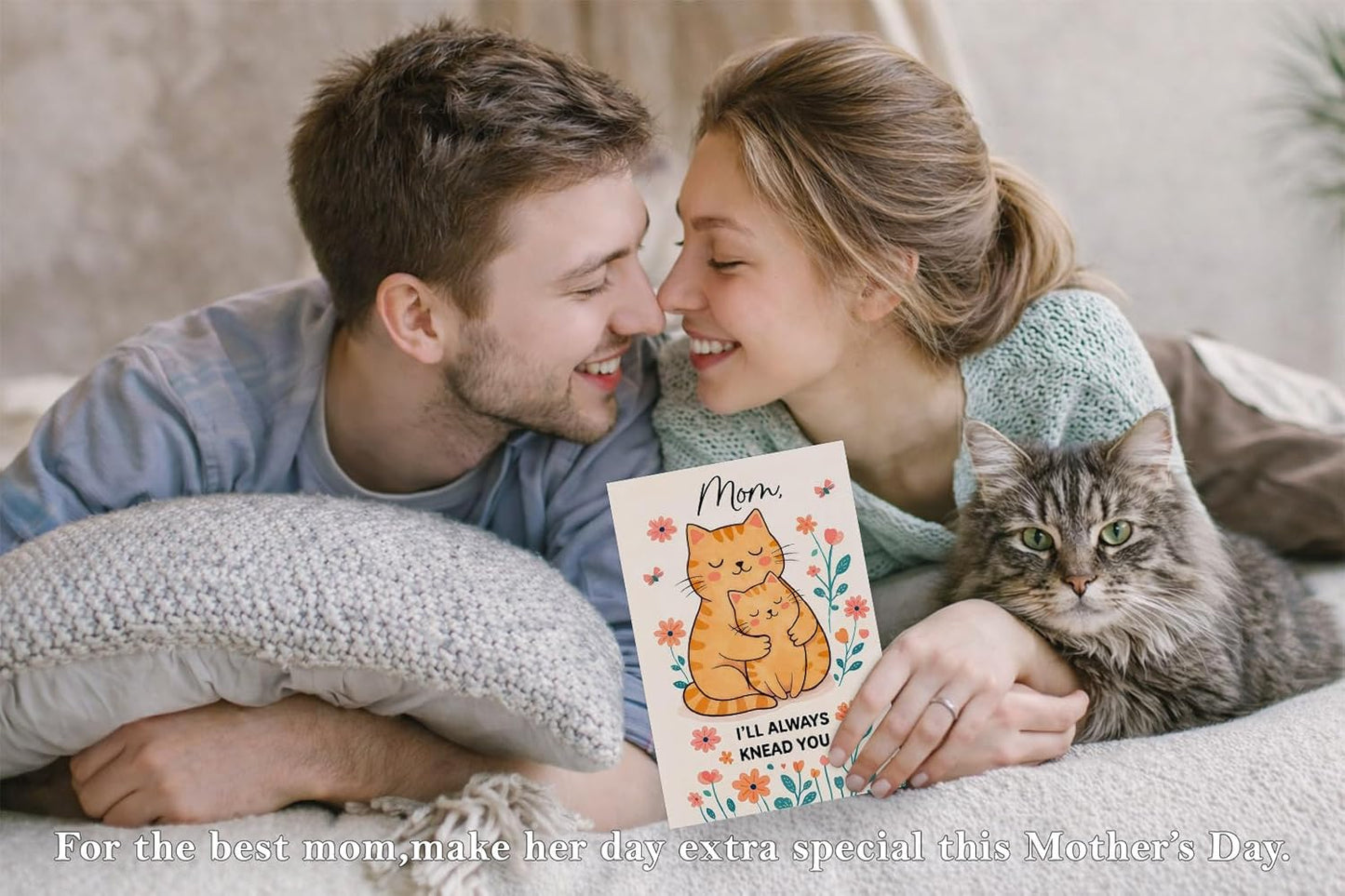 Mother'S Day Card for Cat Mom - 5.5"X8" Mother'S Day Card Gifts from Cat Kitten Funny Mother'S Day Card with Envelopes Thank You Birthday Cards for Cat Mom from Daughter Son