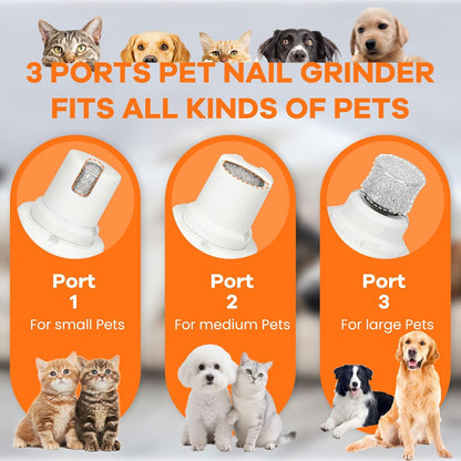 Pet Nail Grinder,2 Speed Electric Rechargeable Dog Nail Trimmer,Quiet and Low-Vibration Pet Nail Grinders,Painless Dog&Cat Grooming Supplies for Large Medium Small Pets (White-528)