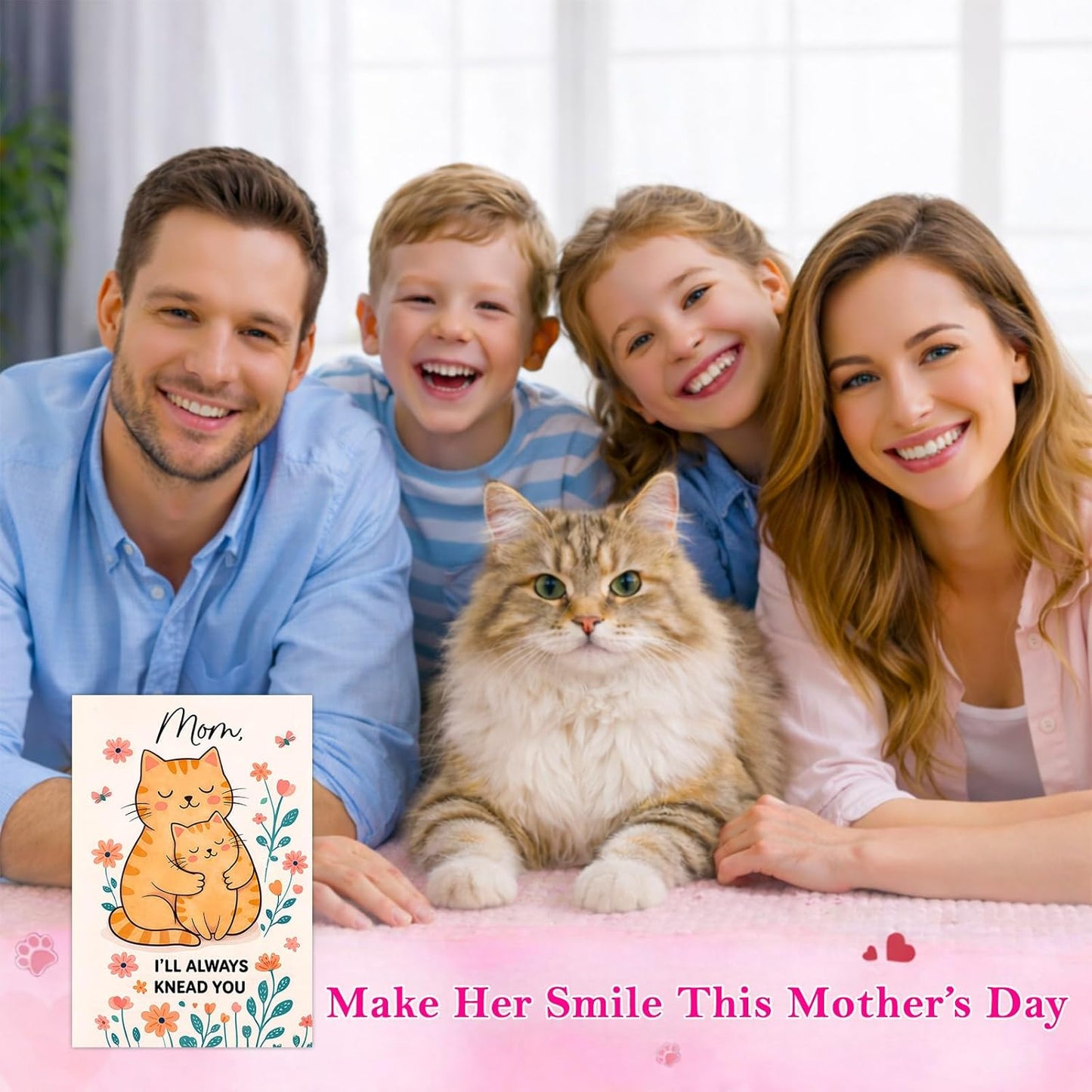 Mother'S Day Card for Cat Mom - 5.5"X8" Mother'S Day Card Gifts from Cat Kitten Funny Mother'S Day Card with Envelopes Thank You Birthday Cards for Cat Mom from Daughter Son