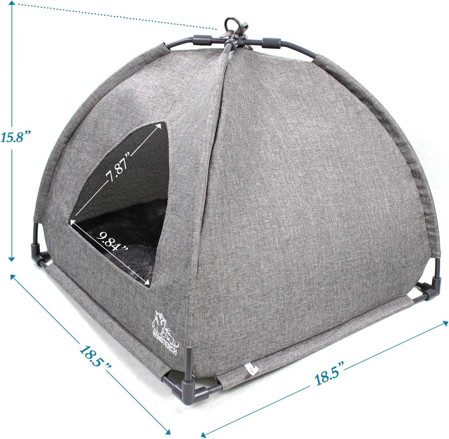 Cat Bed Cave for Indoor Cats, Small Pet Tent Cave for Cats, Kittens, and Small Dogs, Warming Cat House with Removable Washable Cushion (18.5'‘ X 18.5’' X 15.8'', Grey)