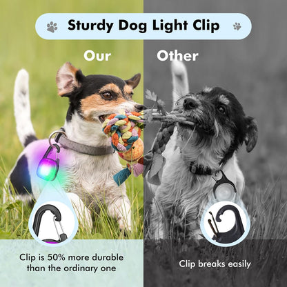Dog Lights for Night Walking,2 Pack LED Rechargeable Safety Dog Collar Light Clip on with 4 Modes,Ip68 Waterproof for Night Walking,Camping,Running, Hiking, Cycling