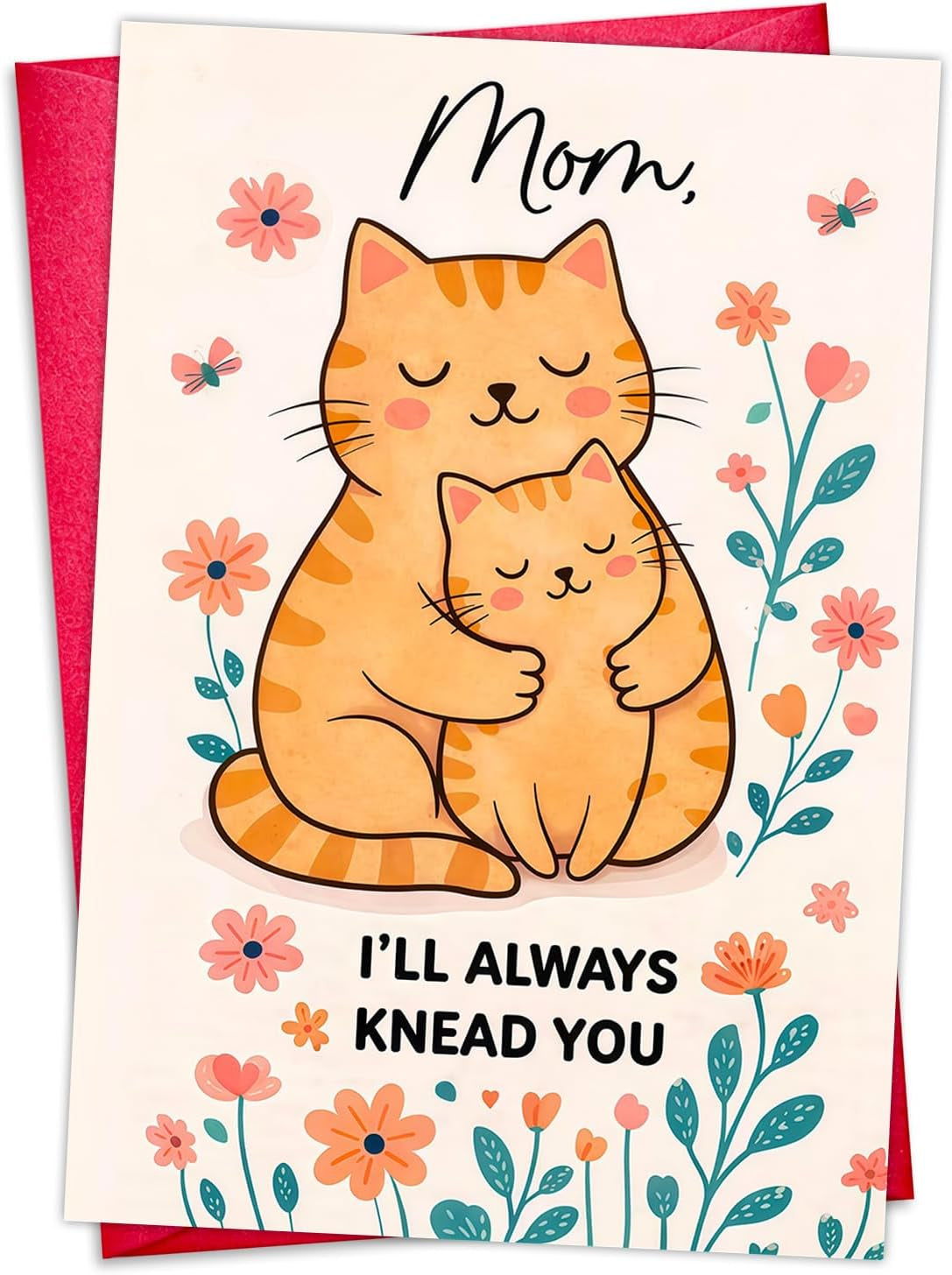 Mother'S Day Card for Cat Mom - 5.5"X8" Mother'S Day Card Gifts from Cat Kitten Funny Mother'S Day Card with Envelopes Thank You Birthday Cards for Cat Mom from Daughter Son