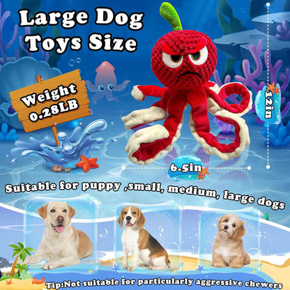 Squeaky Dog Toys Octopus -Plush Stuffed Dog Chew Toys with Soft Fabric for Small Medium and Large Dogs,Interactive Tug of War Puppy Toys to Keep Them Busy
