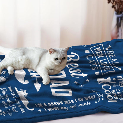 Cat Dad Gifts for Men Blanket 60" X 50", Best Fathers Day Dad Gifts from Cat, Father'S Day/Birthday Gift for Cats Lover/Daddy/Dads