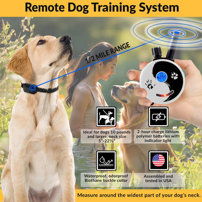 E-Collar Mini  ET-300 Remote Dog Training Collar – 1/2 Mile Range, Waterproof & Rechargeable, 100 Levels + Vibration + Tone + Light, for 1 Dog Small to Medium, Zen