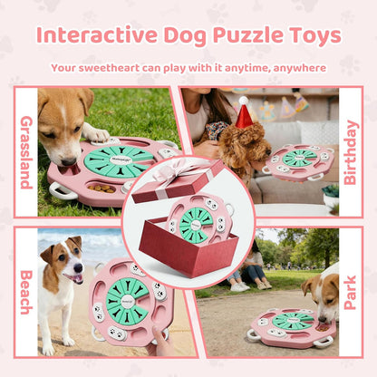 Dog Puzzle Toy, Interactive Dog Toys to Keep Them Busy, Enrichment Toys for Dogs, Treat Dispensing Dogs Toy with Slow Feeder for Smart Breeds, IQ Training & Brain Stimulation, 2 Levels