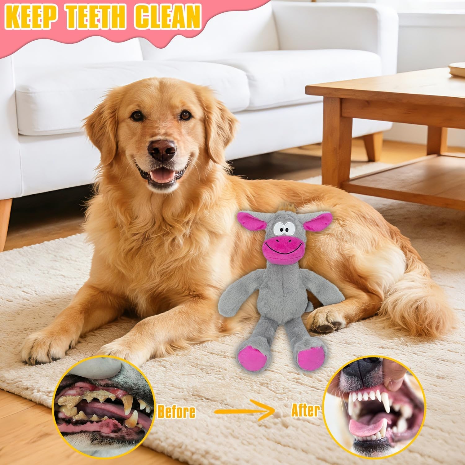 Squeak Dog Toys,Plush Chew Toys for Large Dogs, Crinkle Stuffed Animal Tail,Hands,Ears,Squeaky Interactive Toys for Small Medium Dogs,Keep Them Busy,Not for Aggressive Chew Dogs